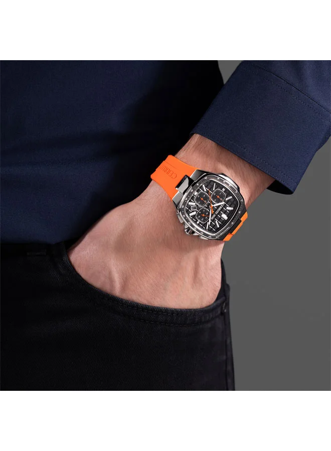 CERRUTI 1881 orange Men's Casale Black Dial Silicone Strap Chronograph Watch for Men, 42mm for Men | Best Price UAE
